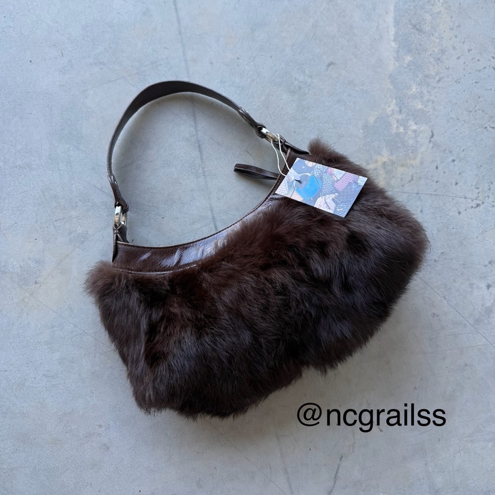 Vintage real fur brown mini bag